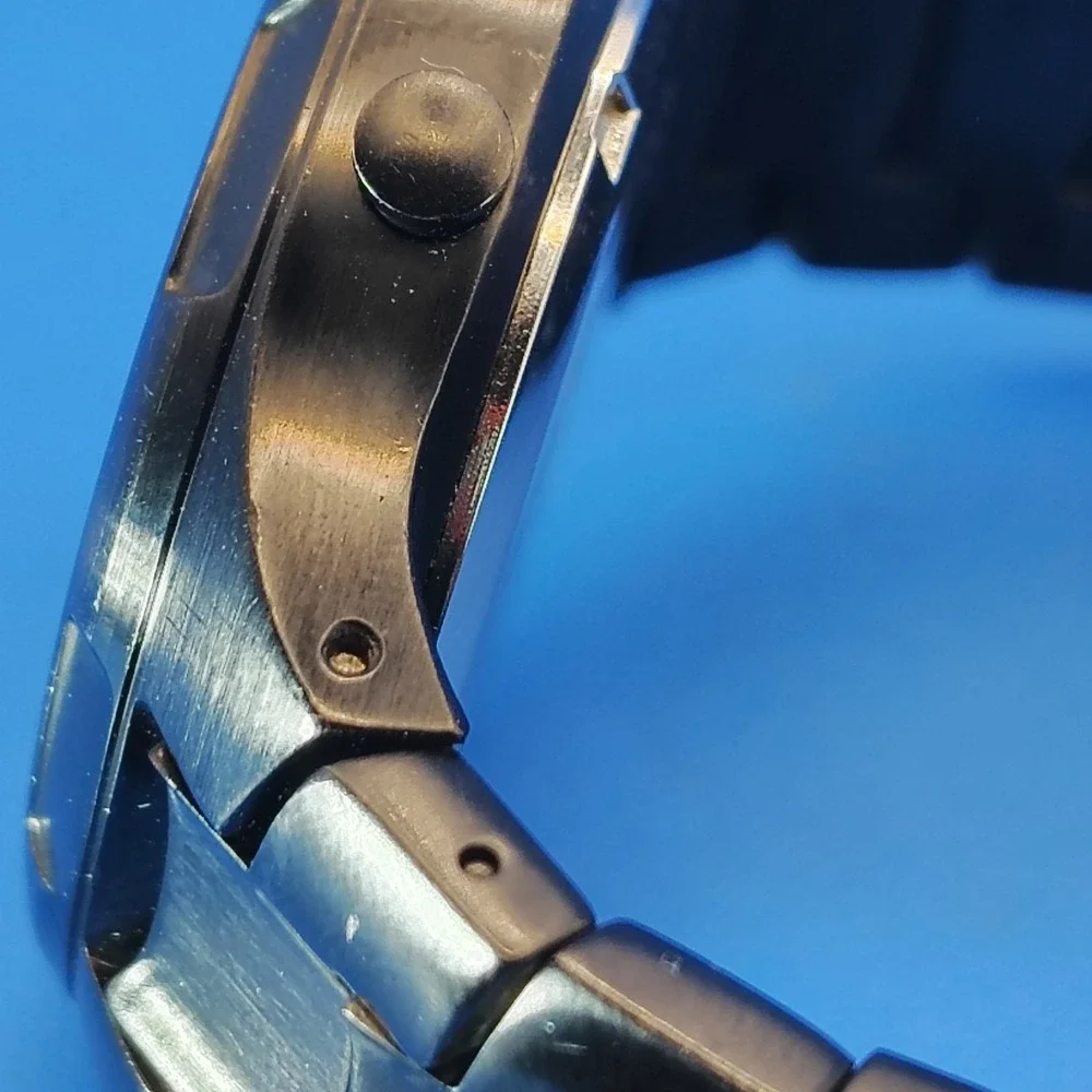 Vintage 2001 Timex Chronograph Date Gun Metal 38mm Mens Quartz Watch Restored